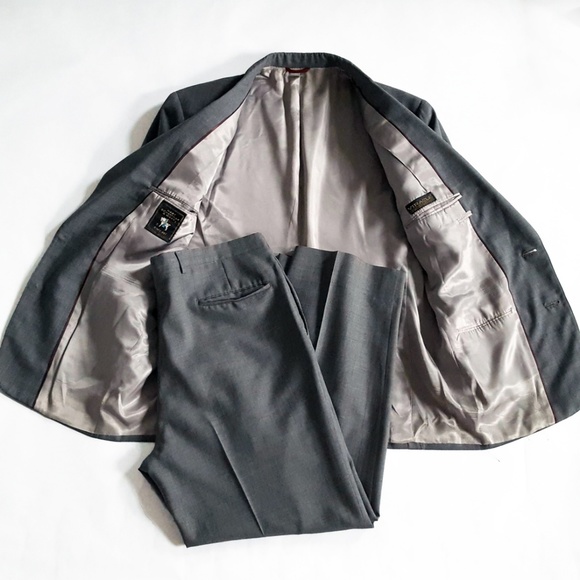 Hart Schaffner Marx Men's Solid Wool Suit 44S Gray - Picture 6 of 7